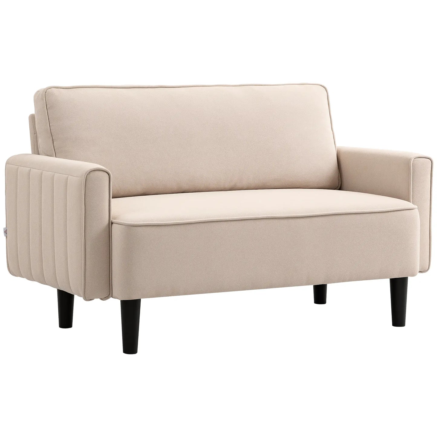 Linen Loveseat Sofa, 2 Seater with Thick Padded Seat, Beige 2-Seater Sofas at Gallery Canada