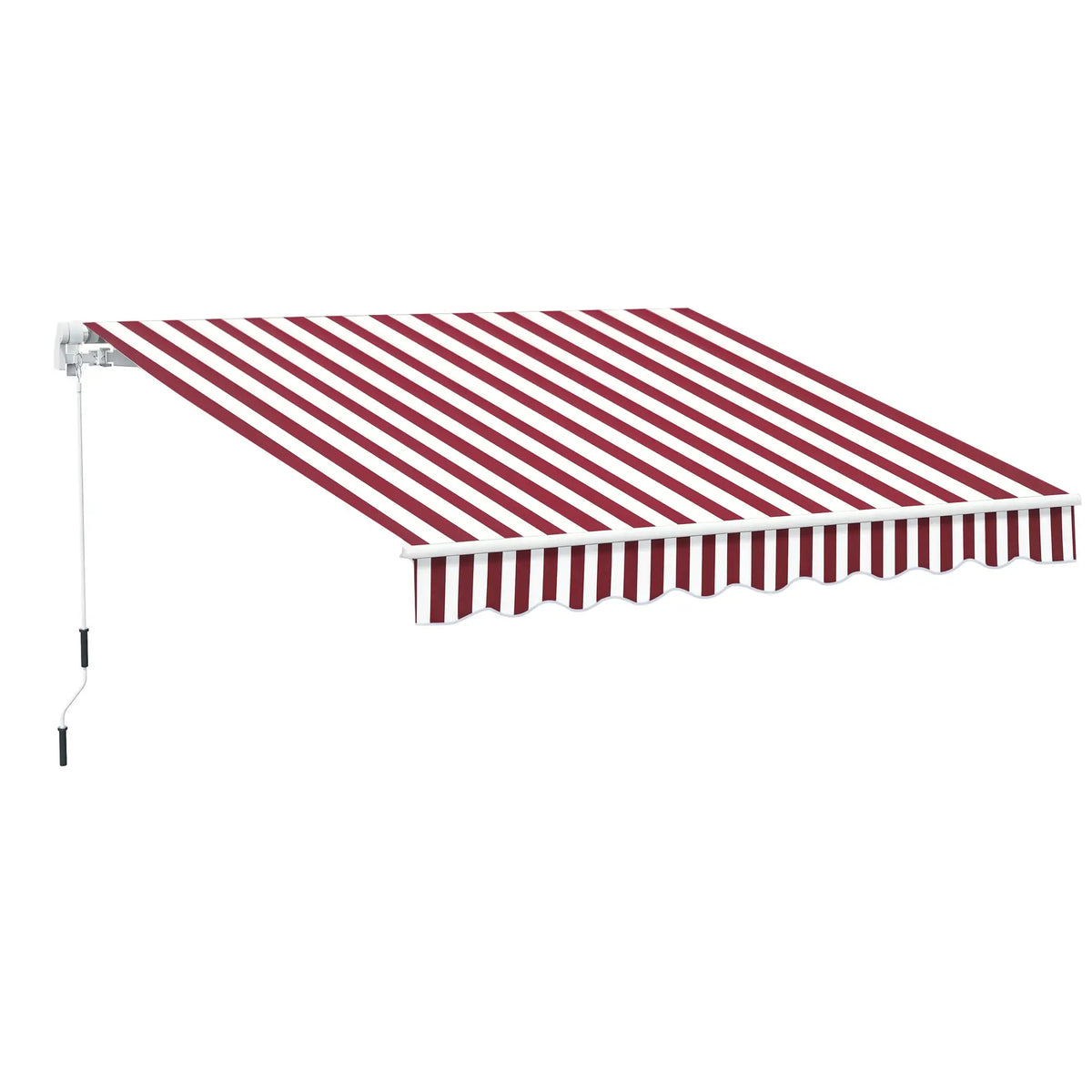 10' x 8' Manual Retractable Awning, Sun Shade Canopy, Aluminum Frame, UV Protection, White Stripe, Wine Red Patio Awnings at Gallery Canada