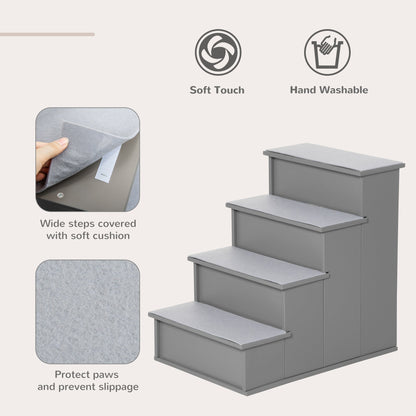 Dog Steps Pet Stairs for Bed Cat Ladder for Couch with Non-Slip Carpet, 15.7" x 23.2" x 21.3", Grey at Gallery Canada
