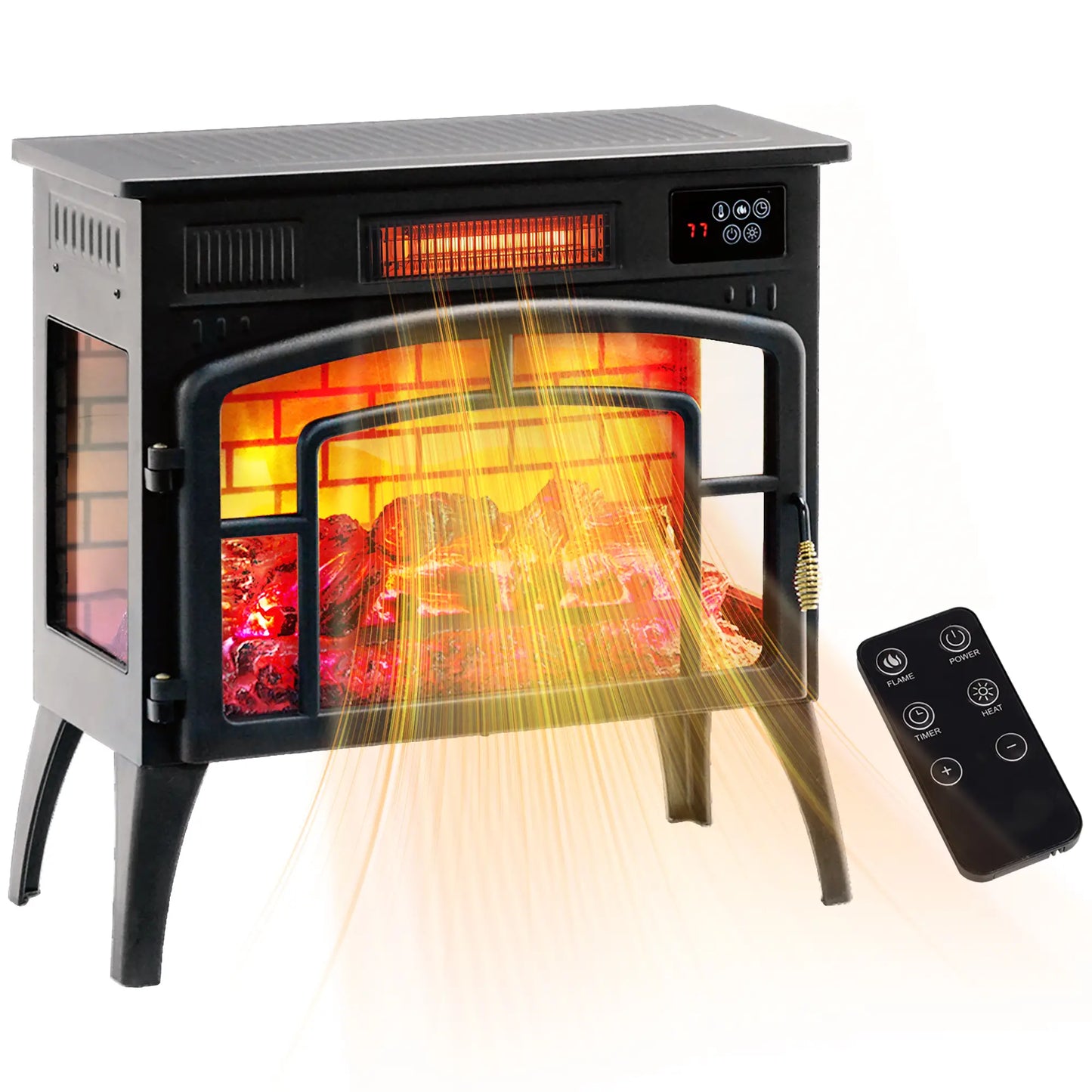 Electric Fireplace Stove, Infrared Heater, Realistic Flame, Adjustable, 1500W, Black Electric Fireplaces at Gallery Canada