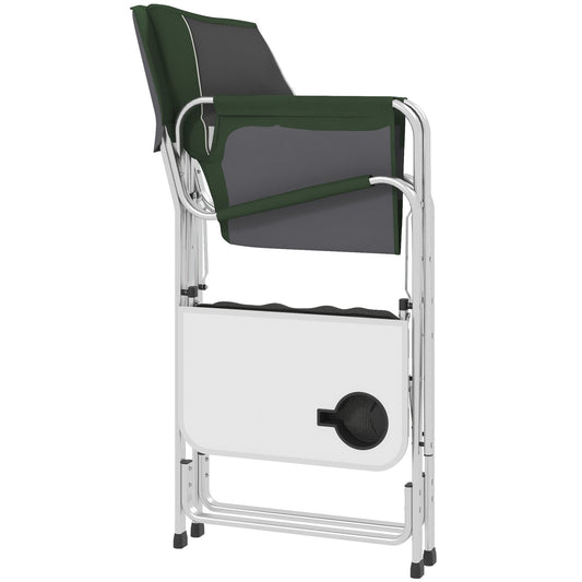 Folding Directors Chair, Aluminum Camping Chair for Adults with Side Table, Cup Holder, Cooler Bag and Pocket, Grey - Gallery Canada