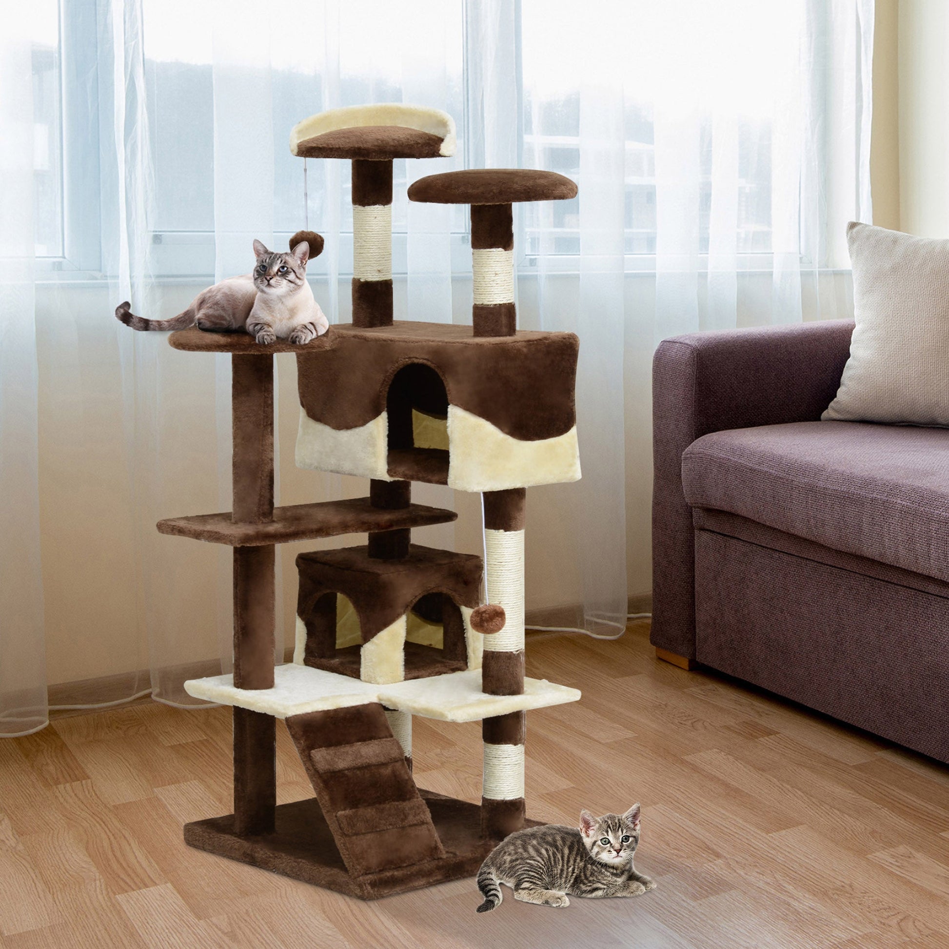 52" Cat Tree Scratching Large Kitten Play House Multi-Level Activity Center Pet Furniture at Gallery Canada