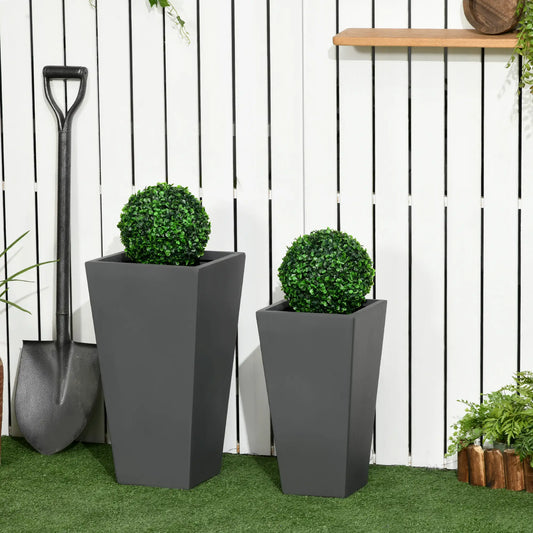 Set of 2 Tall Planters, 22" / 18", Outdoor, Grey Garden Accessories Grey at Gallery Canada