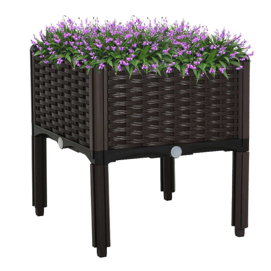 1 Piece Raised Garden Bed PP Raised Flower Bed Vegetable Herb Grow Box Stand Brown - Gallery Canada