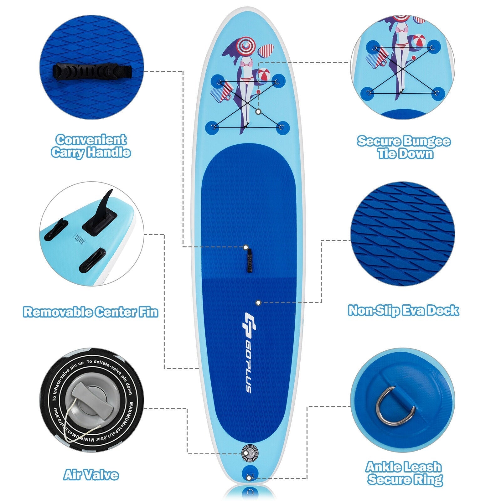 10 Feet Inflatable Stand Up Paddle Board with Adjustable Paddle Pump - Gallery Canada