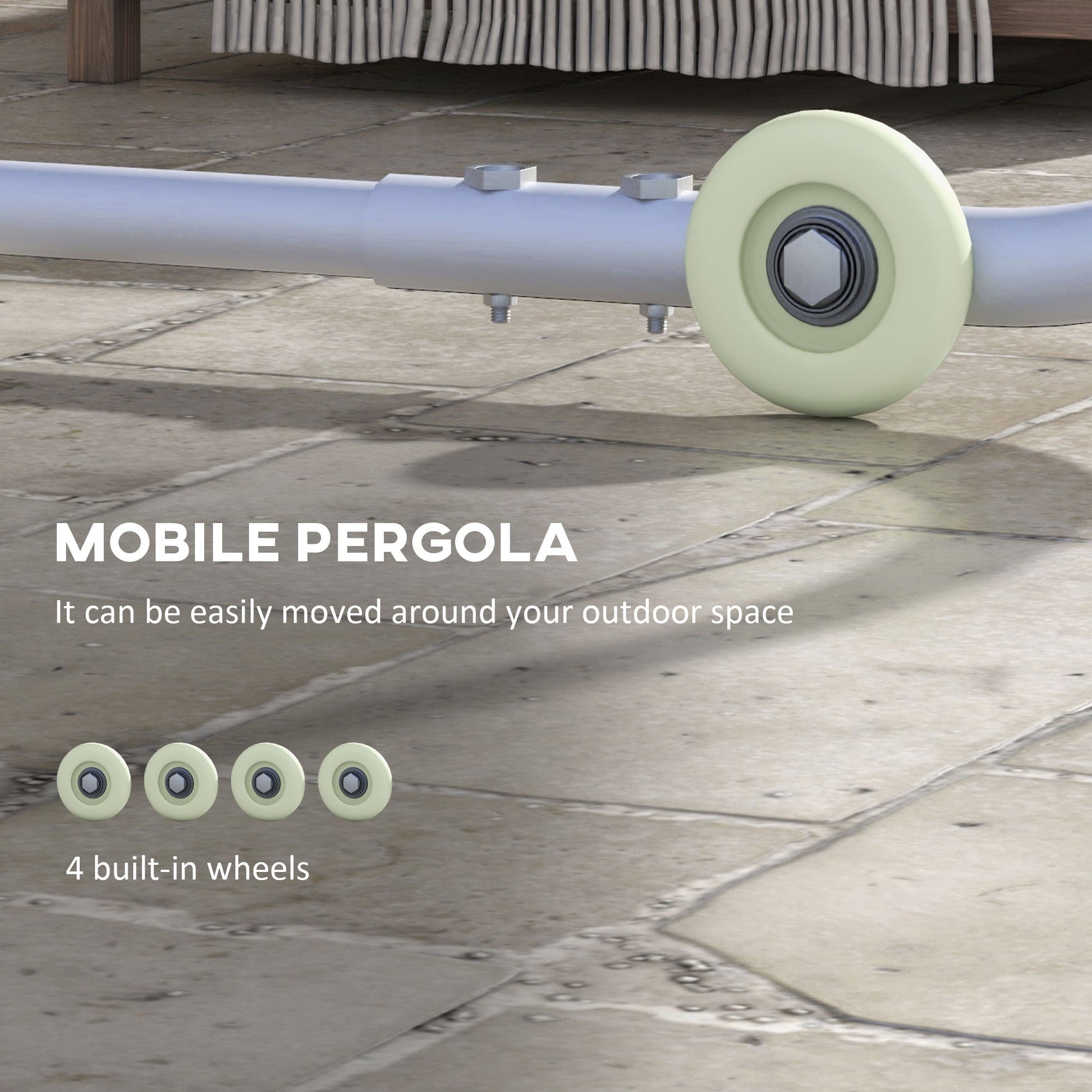 10' x 10' Mobile Pergola Kit, Portable Garden Gazebo with Wheels, Sandbags, Steel Frame, UV-resistant at Gallery Canada