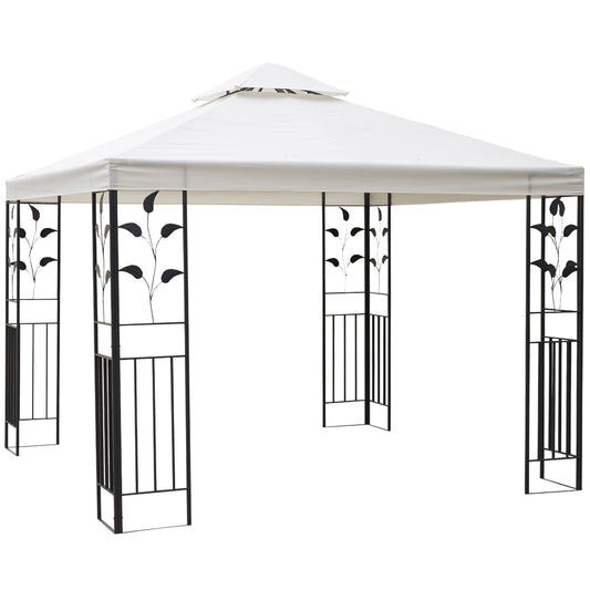 10' x 10' Outdoor Garden Metal Gazebo Patio Canopy Marquee Patio Party Tent Canopy Shelter Vented Roof Decorative Frame, Cream at Gallery Canada
