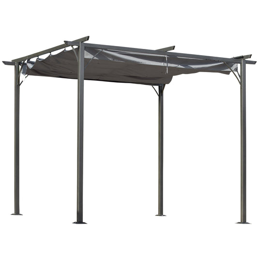 10' x 10' Outdoor Retractable Pergola Canopy, Metal Patio Shade Shelter for Backyard, Porch Party, Garden, Grill Gazebo, Grey - Gallery Canada