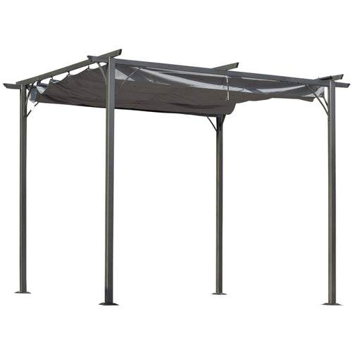 10' x 10' Outdoor Retractable Pergola Canopy, Metal Patio Shade Shelter for Backyard, Porch Party, Garden, Grill Gazebo, Grey