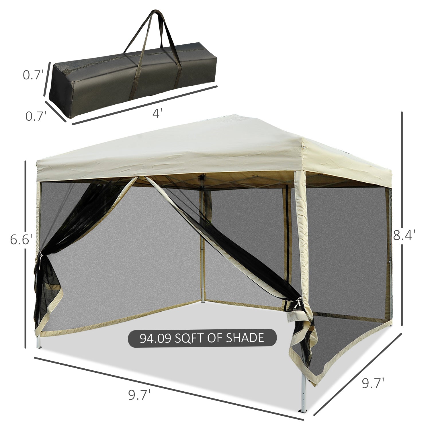 10' x 10' Pop Up Canopy Tent, Foldable Party Tent with Breathable Mesh Sidewalls, Easy Height Adjustable, Carrying Bag for Backyard Garden Patio at Gallery Canada