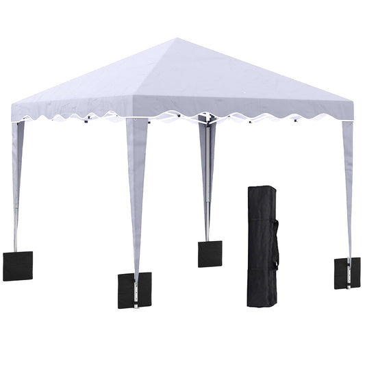 10' x 10' Pop Up Canopy Tent, Instant Shelter with Adjustable Height, Garden Outdoor Party Tent with Carry Bag and Sand Bags, White at Gallery Canada