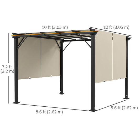 10' x 10' Retractable Pergola Canopy for Backyard, Beige at Gallery Canada