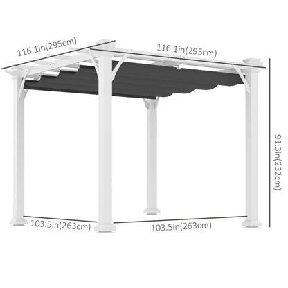10' x 10' Retractable Pergola Canopy, Wood Gazebo Sun Shade Shelter for Garden, Patio, Backyard, Deck at Gallery Canada