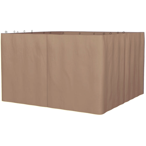 10' x 10' Universal Gazebo Sidewall Set with 4 Panels, Hooks/C-Rings Included for Pergolas &; Cabanas, Brown