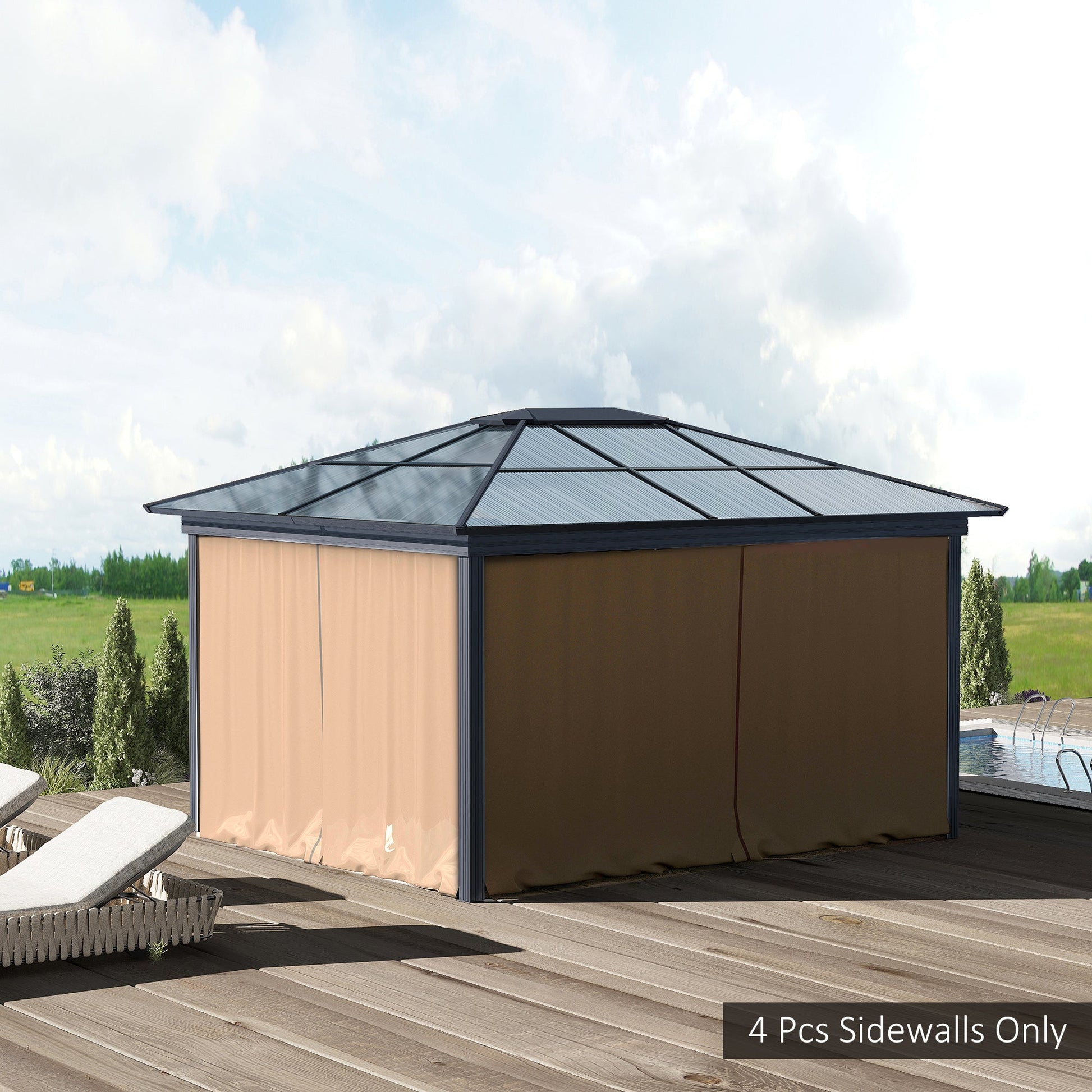 10' x 10' Universal Gazebo Sidewall Set with 4 Panels, Hooks/C-Rings Included for Pergolas &; Cabanas, Brown at Gallery Canada
