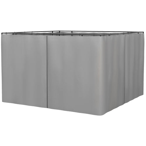 10' x 10' Universal Gazebo Sidewall Set with 4 Panels, Hooks/C-Rings Included for Pergolas &; Cabanas, Light Grey