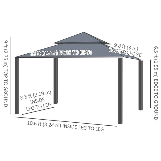 10' x 12' Double Roof Patio Gazebo Canopy, Outdoor Gazebo Shelter with Netting &; Curtains, for Garden, Lawn and Deck - Gallery Canada
