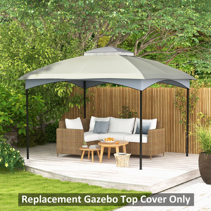 10' x 12' Double-Tier Gazebo Cover, Patio Gazebo Canopy Replacement with Drainage Holes, Light Grey at Gallery Canada