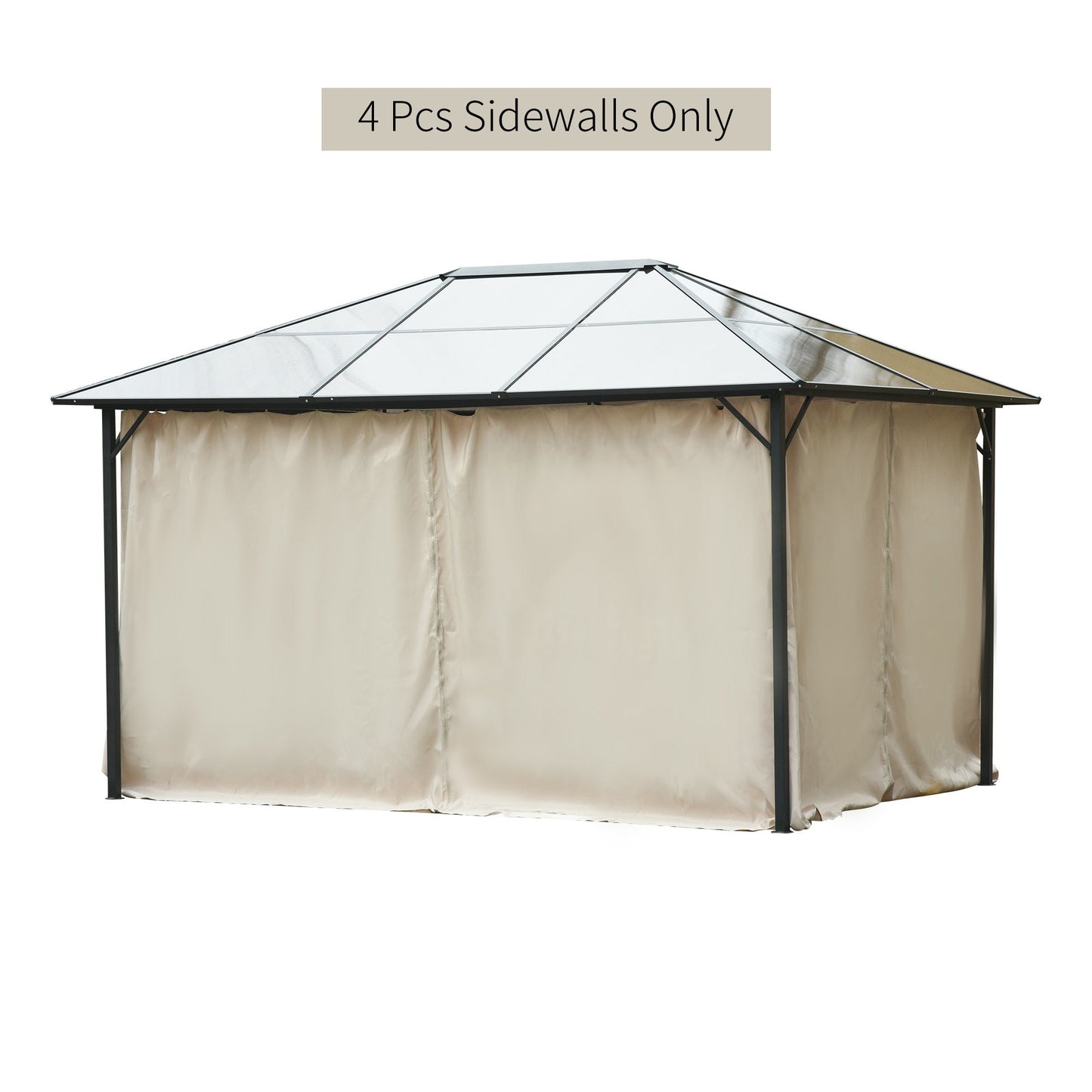 10' x 12' Universal Gazebo Sidewall Set with 4 Panels, Hooks/C-Rings Included for Pergolas &; Cabanas, Beige at Gallery Canada