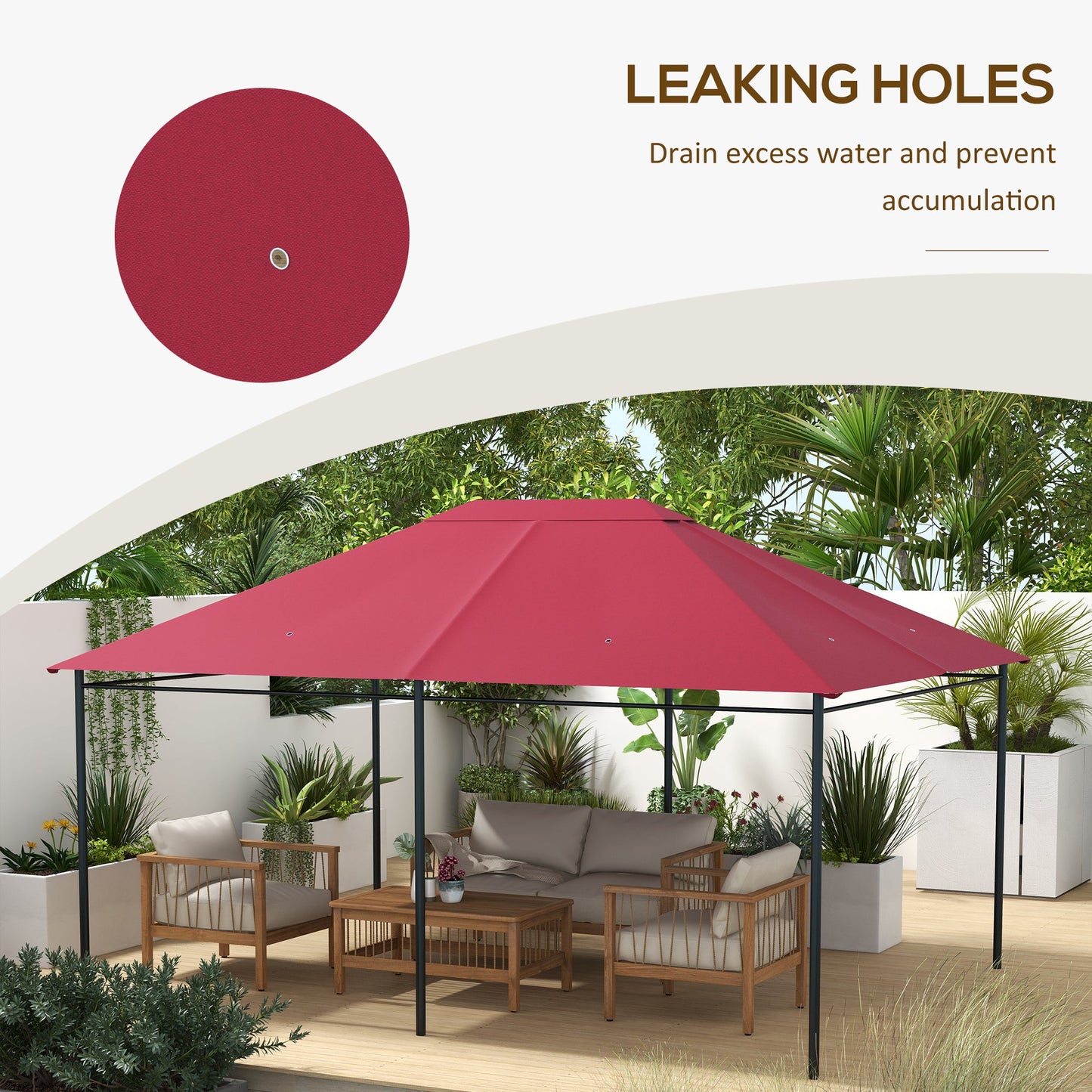 10' x 13' Gazebo Replacement Canopy Cover, Gazebo Roof Replacement (TOP COVER ONLY), Wine Red at Gallery Canada