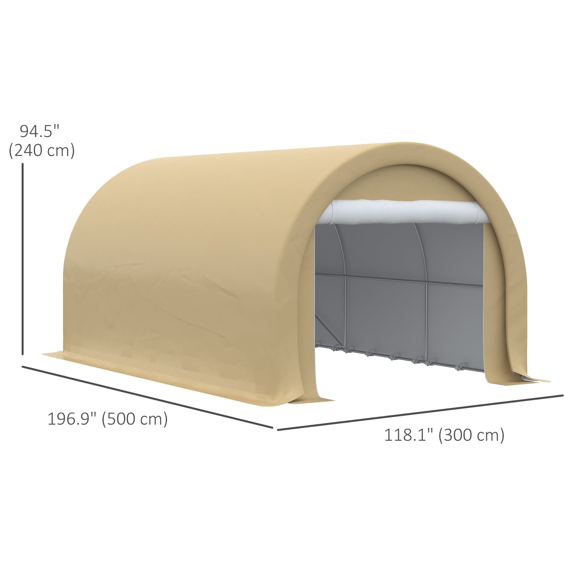 10' x 16' Heavy Duty Portable Carport Tent with Zippered Door, PE Cover for Car, Truck, Boat, Motorcycle, Bike, Beige at Gallery Canada