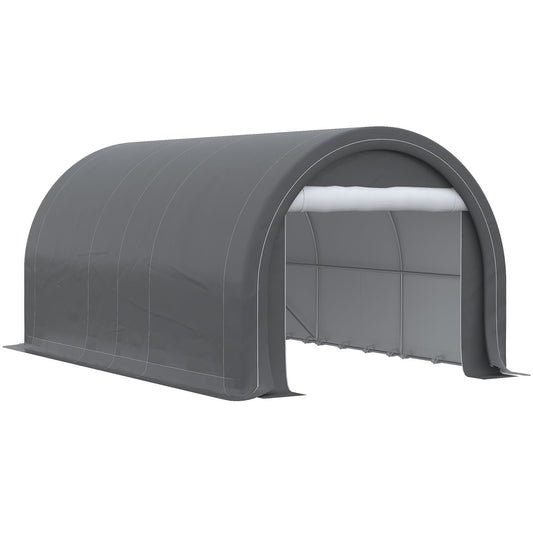 10' x 16' Heavy Duty Portable Carport Tent with Zippered Door, PE Cover for Car, Truck, Boat, Motorcycle, Bike, Grey - Gallery Canada