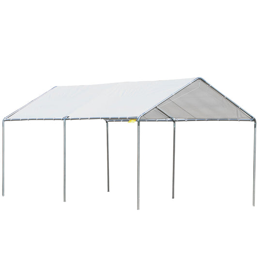 10' x 20' Carport Heavy Duty Galvanized Car Canopy with Included Anchor Kit, 3 Reinforced Steel Cables, White - Gallery Canada