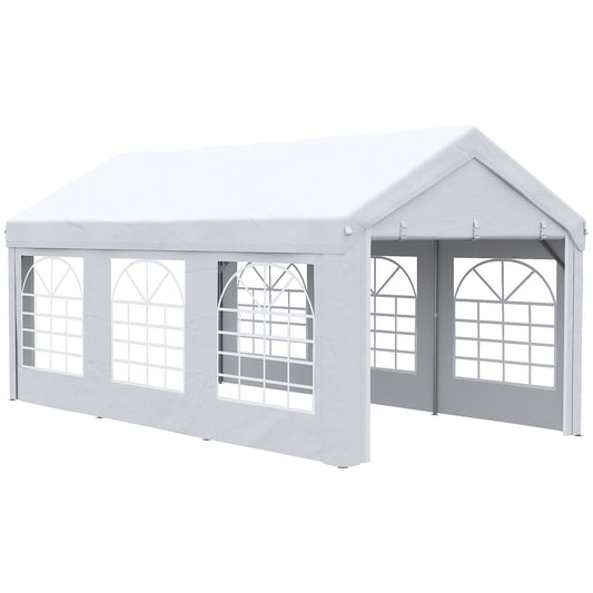 10' x 20' Party Tent &; Carport, Large Outdoor Canopy Tent Portable Garage with Removable Sidewalls and Windows, White Tents for Parties, Wedding and Events - Gallery Canada