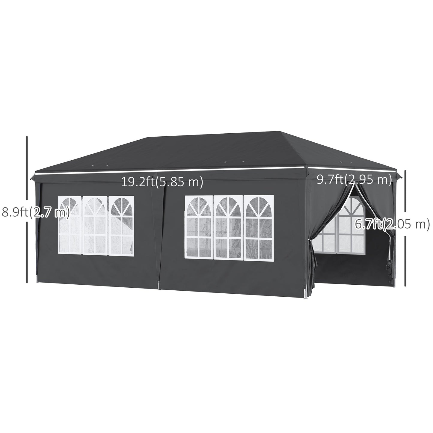 10' x 20' Pop Up Canopy Tent Outdoor Portable Easy Up Party Tent Garden Shade Shelter with Walls Carrying Bag, Black at Gallery Canada