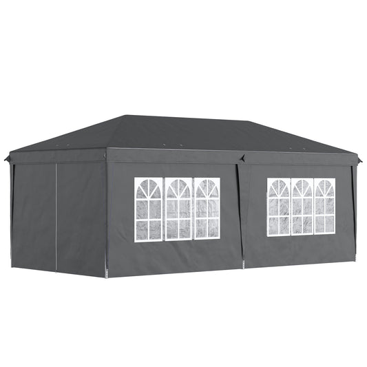 10' x 20' Pop Up Canopy Tent Outdoor Portable Easy Up Party Tent Garden Shade Shelter with Walls Carrying Bag, Black - Gallery Canada