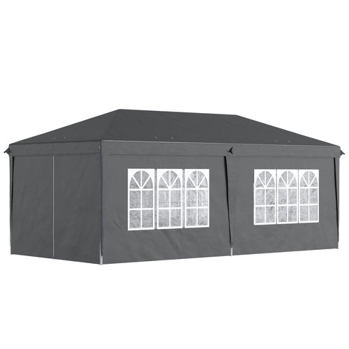 10' x 20' Pop Up Canopy Tent Outdoor Portable Easy Up Party Tent Garden Shade Shelter with Walls Carrying Bag, Black