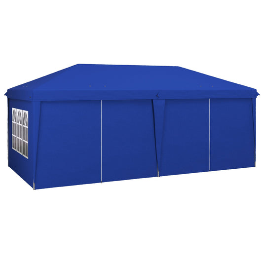 10' x 20' Pop Up Canopy Tent Outdoor Portable Easy Up Party Tent Garden Shade Shelter with Walls Carrying Bag, Blue - Gallery Canada