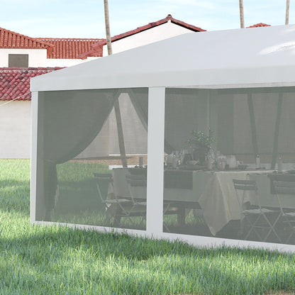 10' x 28' Outdoor Canopy, Party Tent, Garden Sun Shade with 8 Mosquito Mesh Netting and Zipper Door, White at Gallery Canada