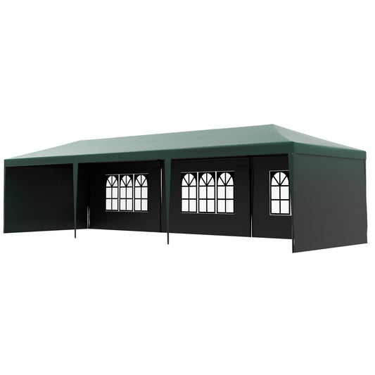 10' x 29' Canopy Tent, Party Tent with Sidewalls and Large Transparent Windows for Garden, Backyard, Outdoor, Green - Gallery Canada