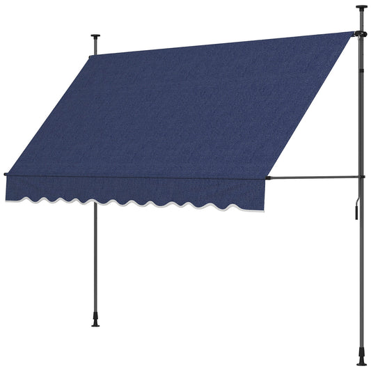 10' x 3' Manual Retractable Awning, Non-Screw Freestanding Patio Awning, UV Resistant, for Window or Door, Blue - Gallery Canada