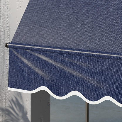 10' x 3' Manual Retractable Awning, Non-Screw Freestanding Patio Awning, UV Resistant, for Window or Door, Blue at Gallery Canada