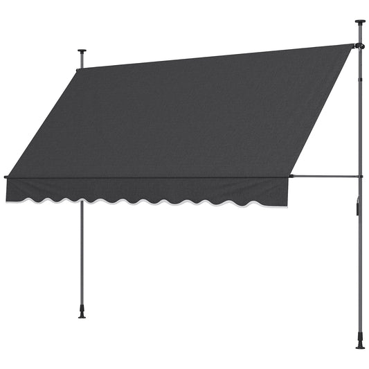 10' x 3' Manual Retractable Awning, Non-Screw Freestanding Patio Awning, UV Resistant, for Window or Door, Dark Grey - Gallery Canada