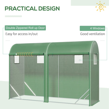 10' x 3' x 7' Tunnel Tomato Greenhouse Outdoor Walk-In Hot House with Roll-up Windows and Zippered Door, Steel Frame, PE Cover, Green at Gallery Canada