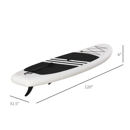 10' x 32" x 6" Inflatable Stand Up Paddle Board with ISUP Accessories, Carry Bag, Non-Slip Deck, Adj Paddle, Pump, Leash for Adults Kids, Black and White - Gallery Canada