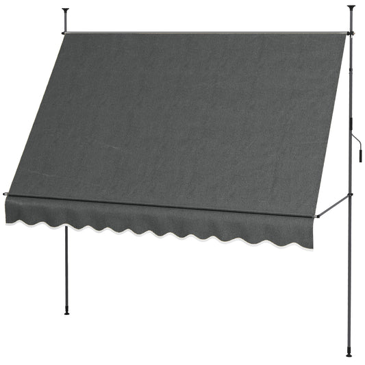 10' x 4' Manual Retractable Awning, Non-Screw Freestanding Patio Awning, UV Resistant, for Window or Door, Dark Grey - Gallery Canada