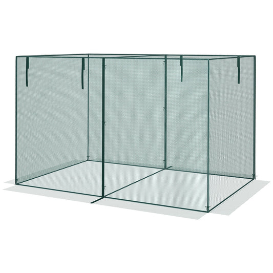 10 x 6.5ft Crop Cage, Garden Plant Protector with Two Zippered Doors, Storage Bag and Ground Stakes, Green at Gallery Canada
