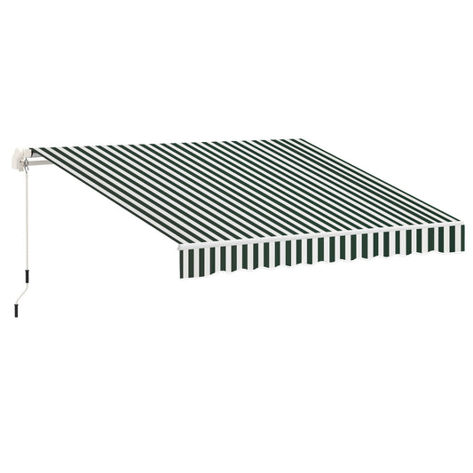 10' x 8' Retractable Awning Fabric Replacement Outdoor Sunshade Canopy Awning Cover, UV Protection, Green and White - Gallery Canada