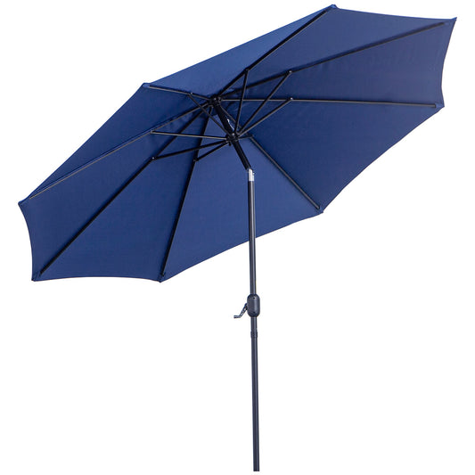 10' x 8' Round Market Umbrella, Patio Umbrella with Crank Handle and Tilt, Outdoor Parasol for Garden, Bench, Lawn, Blue at Gallery Canada