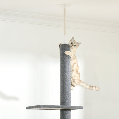 100" Floor To Ceiling Cat Tree w/ 3 Perches Activity Center for Kittens Cat Tower Furniture, Grey at Gallery Canada