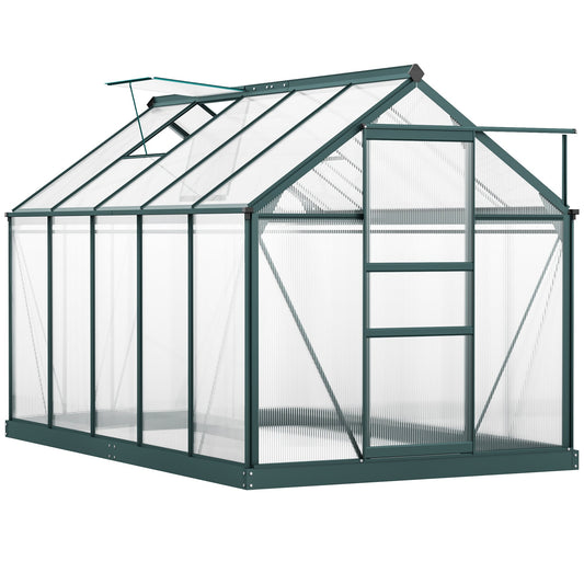 10.2' x 6.3' x 6.6' Clear Polycarbonate Greenhouse Large Walk-In Green House Garden Plants Grow Galvanized Base Aluminium Frame w/ Slide Door - Gallery Canada