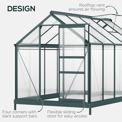 10.2' x 6.3' x 6.6' Clear Polycarbonate Greenhouse Large Walk-In Green House Garden Plants Grow Galvanized Base Aluminium Frame w/ Slide Door at Gallery Canada