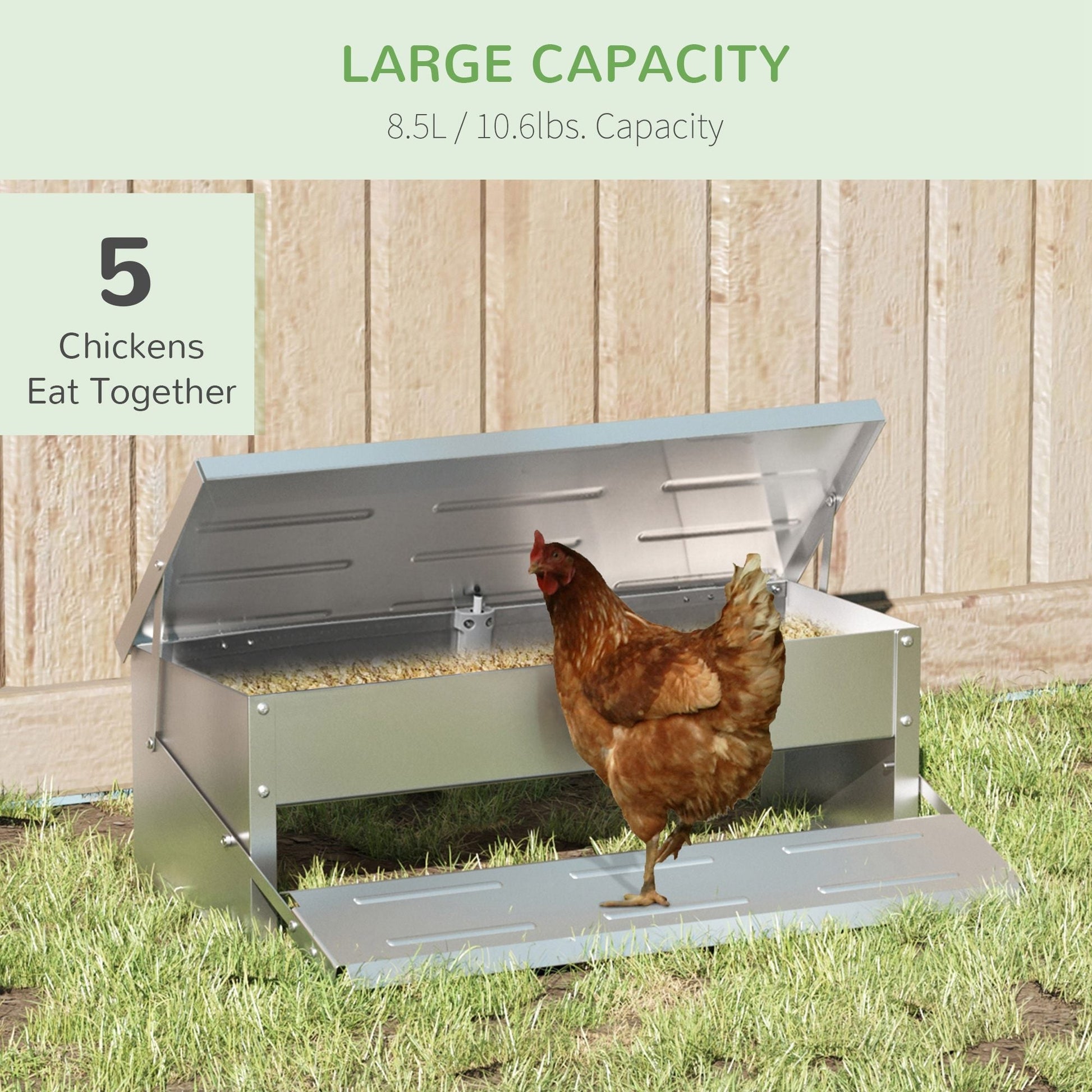 10.6lbs Automatic Chicken Feeder Aluminum Poultry Feeders with Lid, Treadle, Rat Proof &; No Spill with Weatherproof, Silver at Gallery Canada