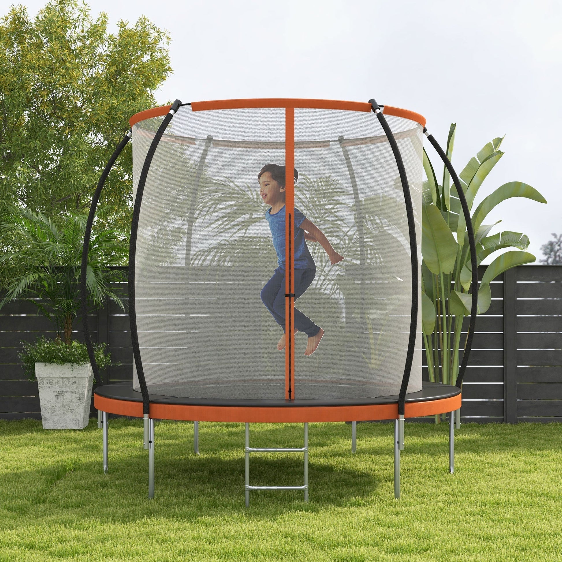 10ft Outdoor Trampoline with Enclosure Net and Ladder, Backyard Fitness Trampoline for Teens and Adults at Gallery Canada