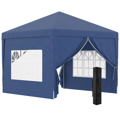 10'x10' Outdoor Pop Up Party Tent Wedding Gazebo Canopy with Carrying Bag (Blue)