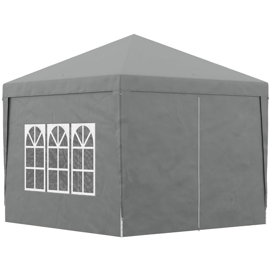 10'x10' Outdoor Pop Up Party Tent Wedding Gazebo Canopy with Carrying Bag (Light Grey) - Gallery Canada